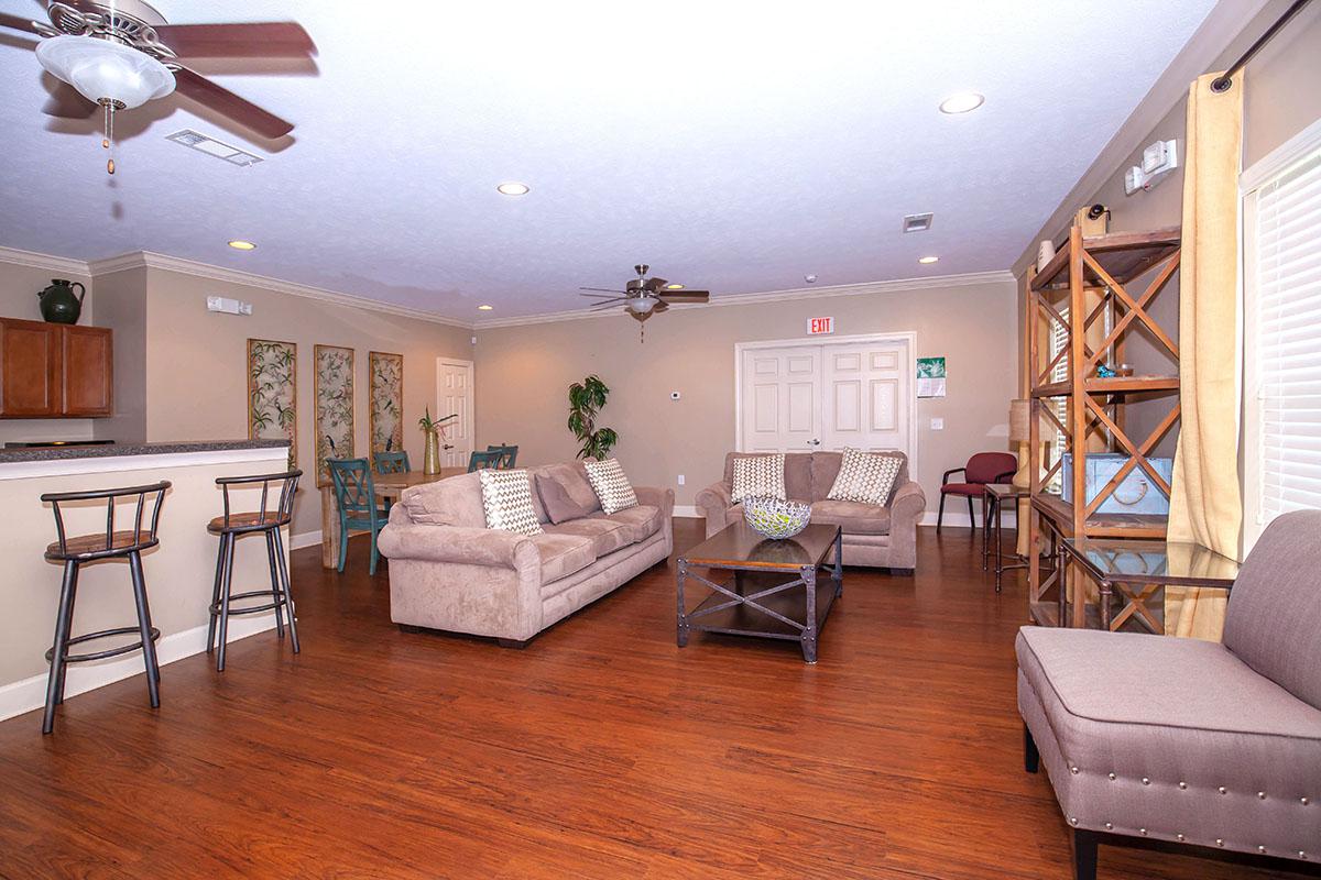 a living room filled with furniture and a wood floor