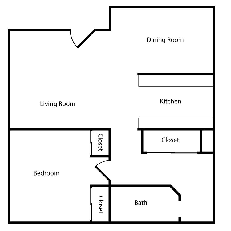 Floor plan image of Plan A, B 1 Bed 1 Bath