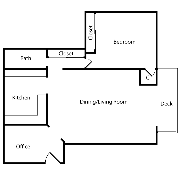 Floor plan image of Plan 1A 1 Bed 1 Bath
