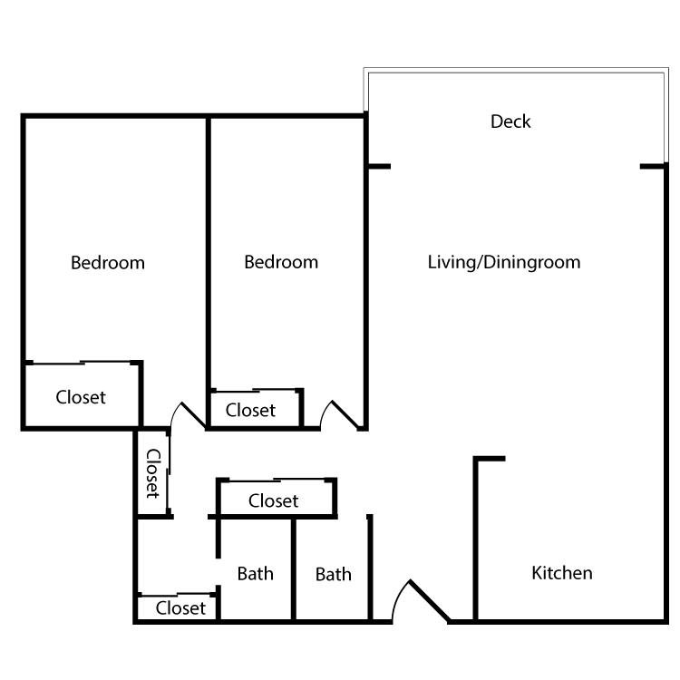 Floor plan image of Plan 2C, 3C 2 Bed 2 Bath