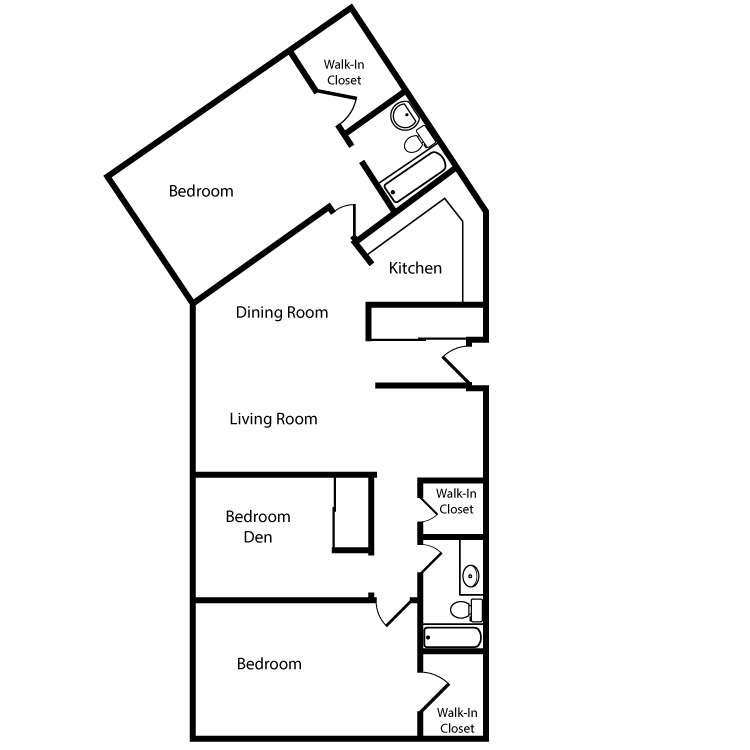 Floor plan image of Plan 1D 3 Bed 2 Bath