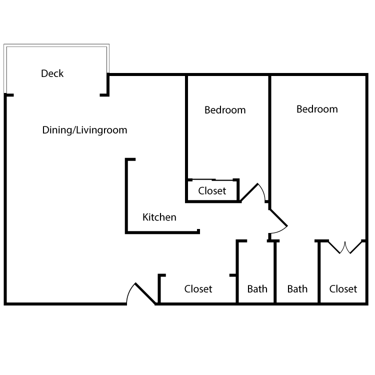 Floor plan image of Plan 2M, 2L, 3M, 3L 2 Bed 2 Bath