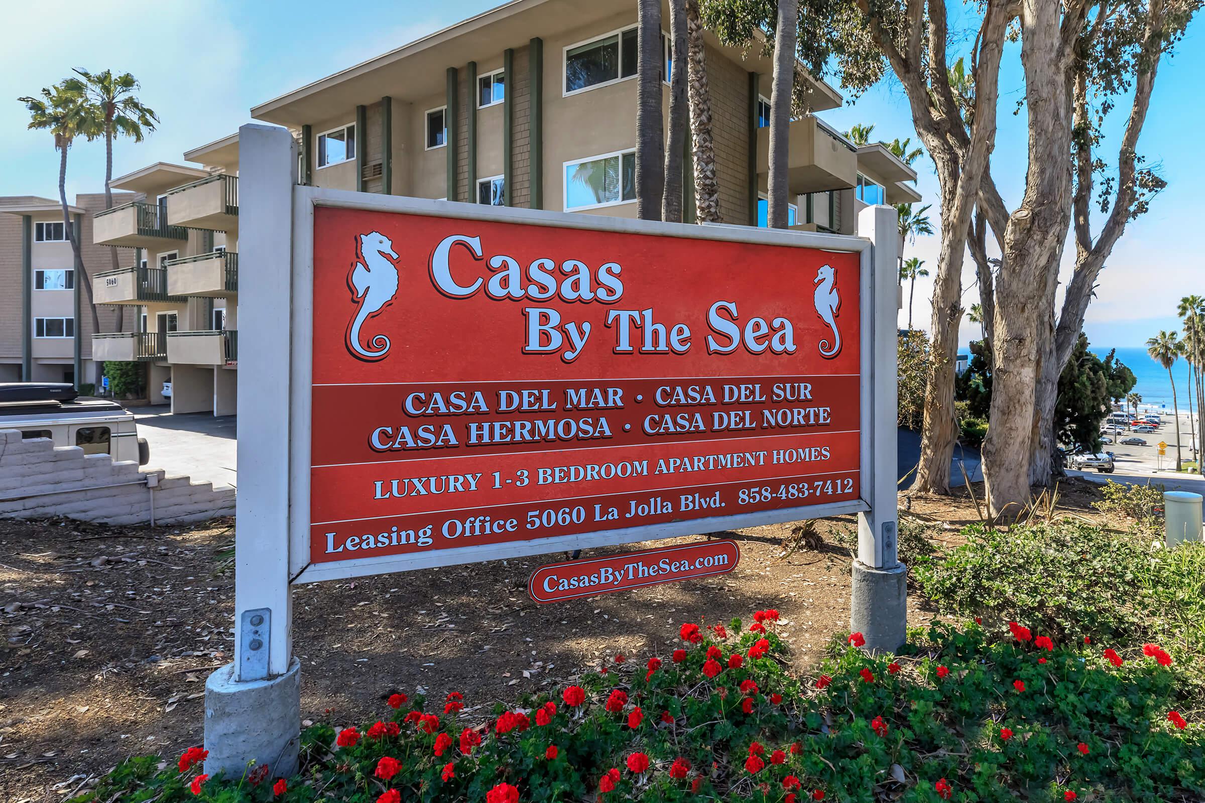 Apartments for Rent in San Diego - Casa Del Norte Apartments - Front Exterior Signage, Welcome Home to Casa Del Norte