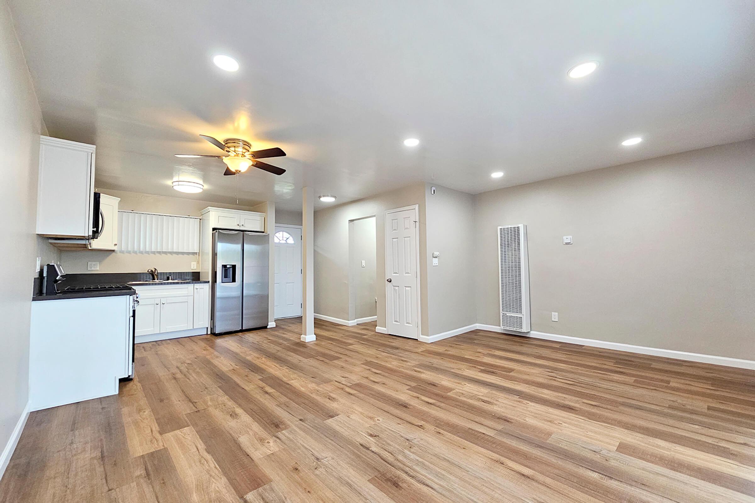 a room with a wood floor