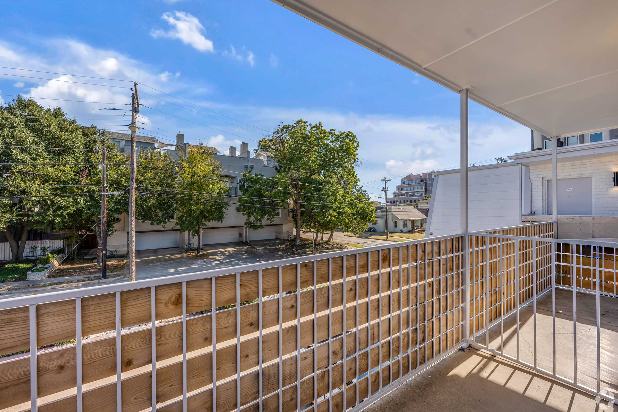 a building with a metal railing