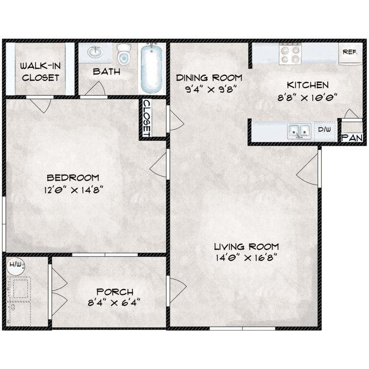 1 Bedroom floor plan image