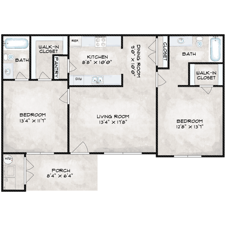 2 Bedroom floor plan image