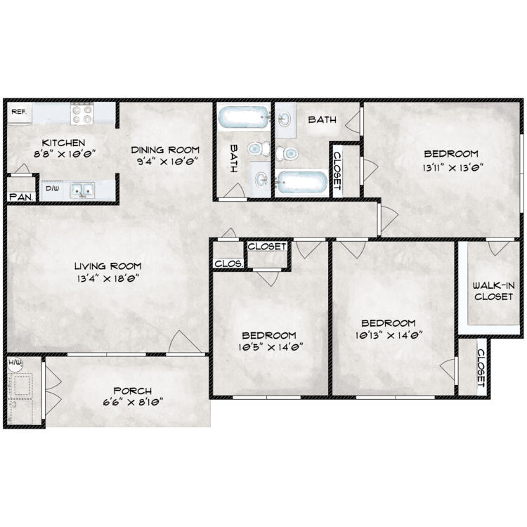 3 Bedroom floor plan image