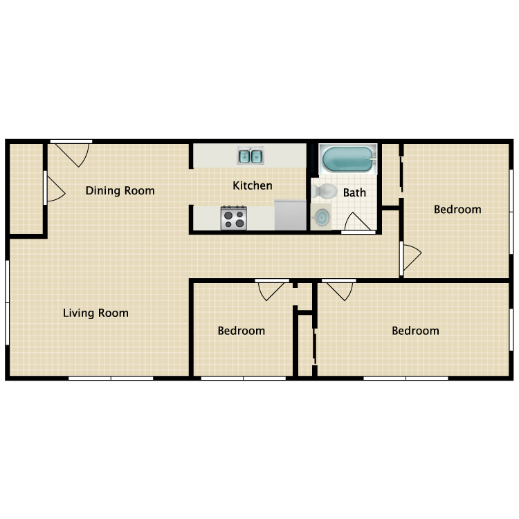Floor plan image of 3 Bed 1 Bath