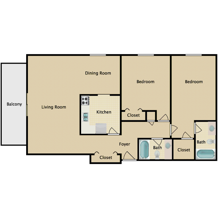 Floor plan image of 2 Bed 2 Bath B