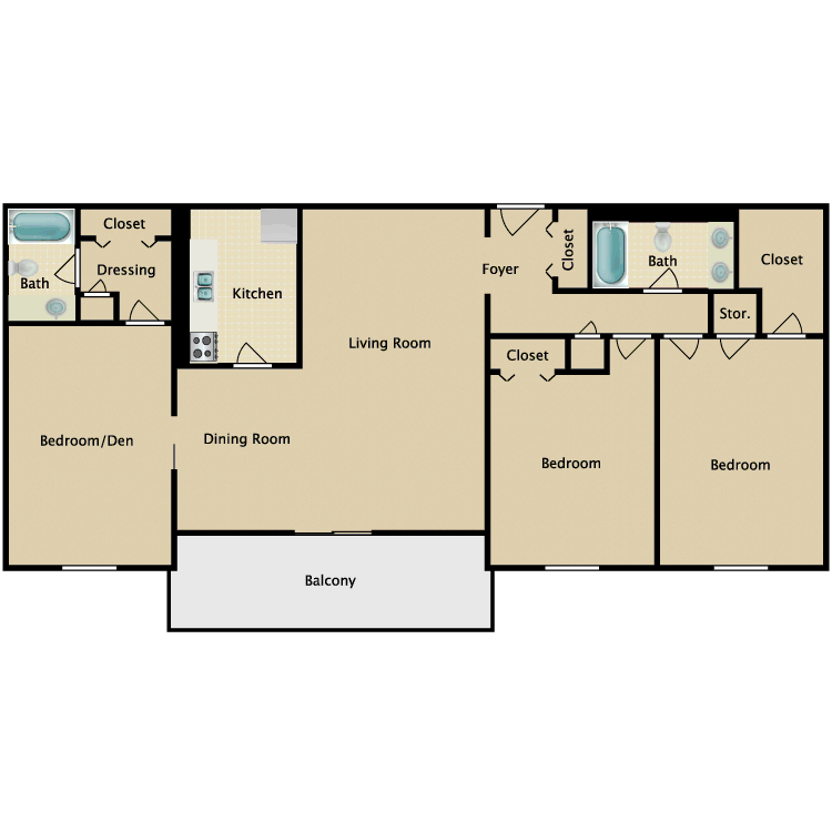 Floor plan image of 3 Bed 2 Bath B