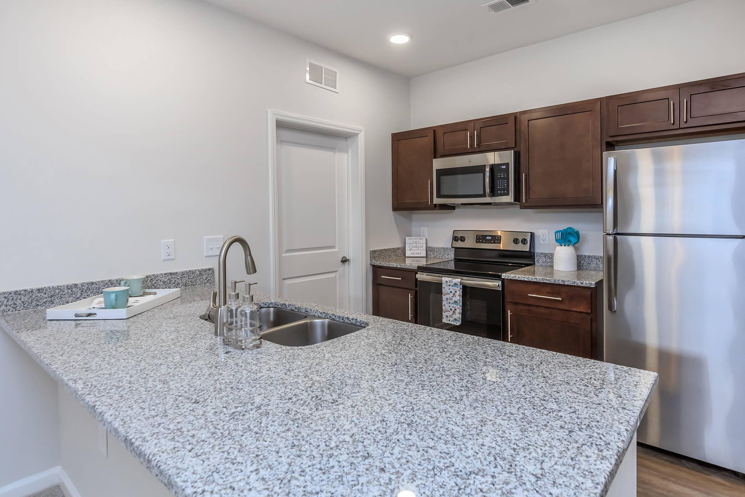 Modern Kitchen In Riverstone Apartments At Long Shoals In Arden, NC