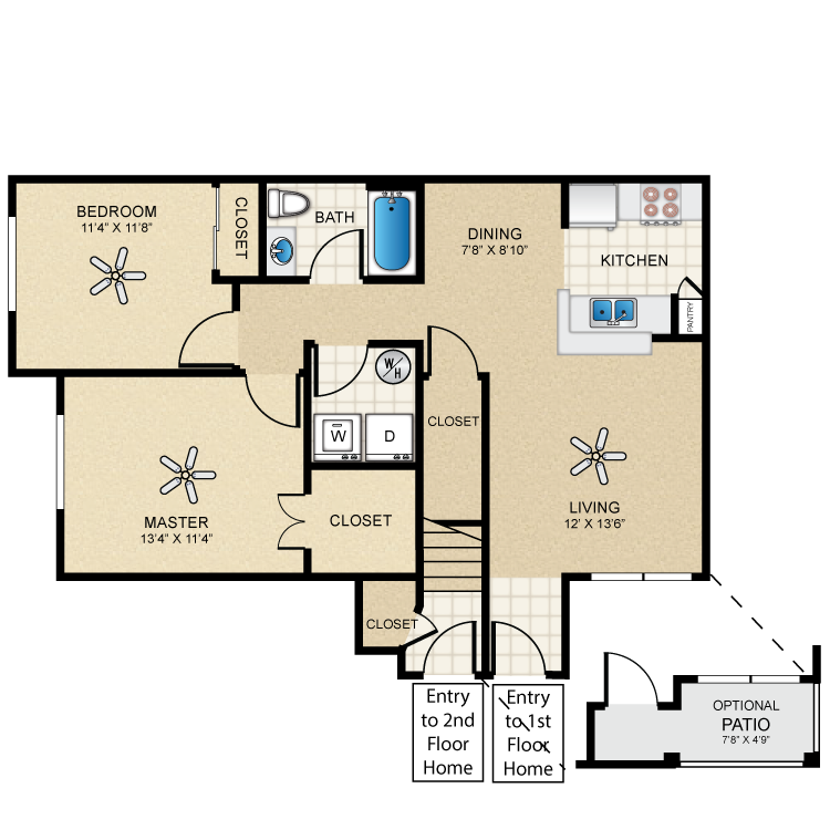 Floor plan image of Casita Two Bedroom/One Bath