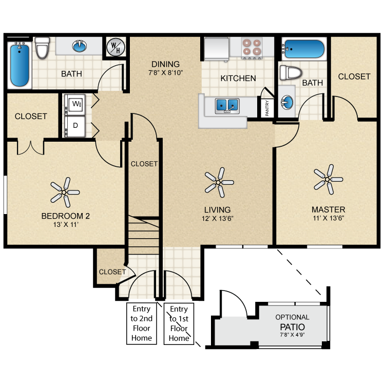 Floor plan image of Casita Two Bedroom/Two Bath