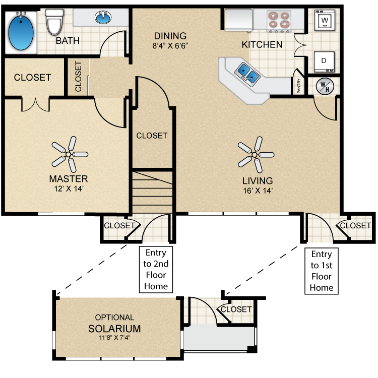 Floor plan image of Villa One Bedroom/One Bath