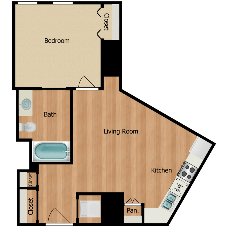 Floor plan image of One Bedroom