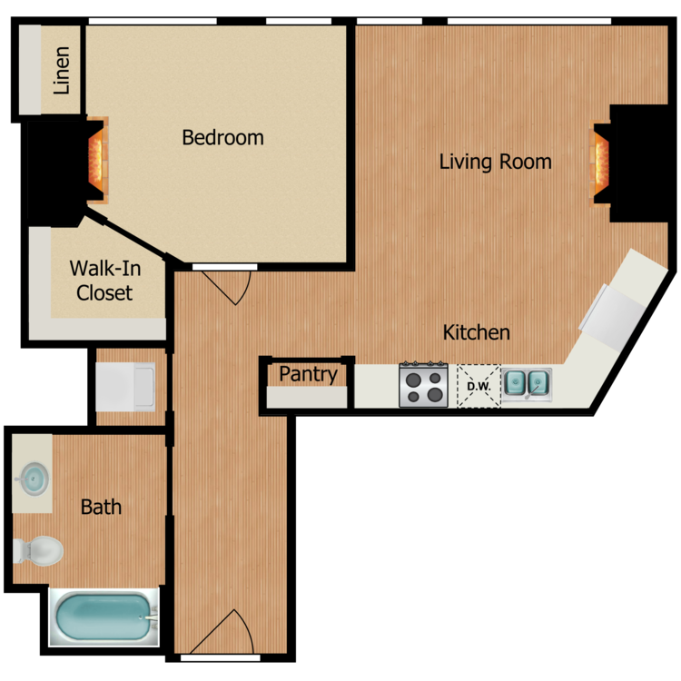 Floor plan image of One Bedroom B