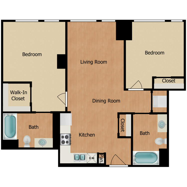 Floor plan image of Two Bedroom D