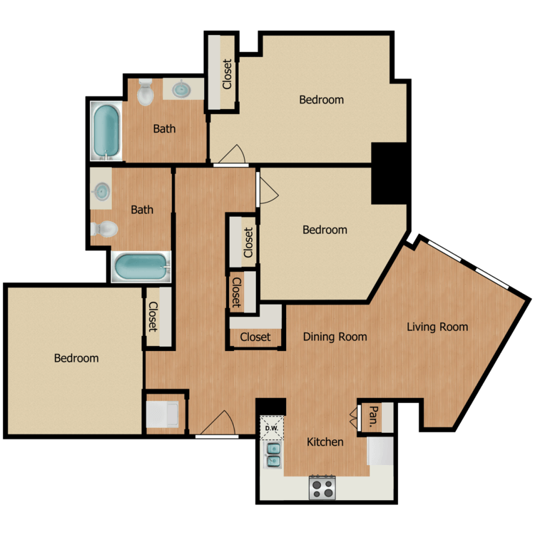 Floor plan image of Three Bedroom