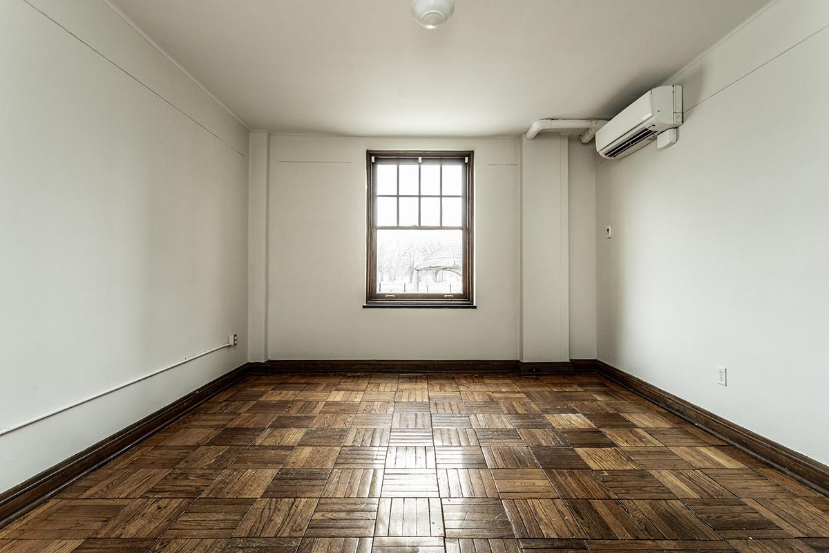 a room with a tiled floor