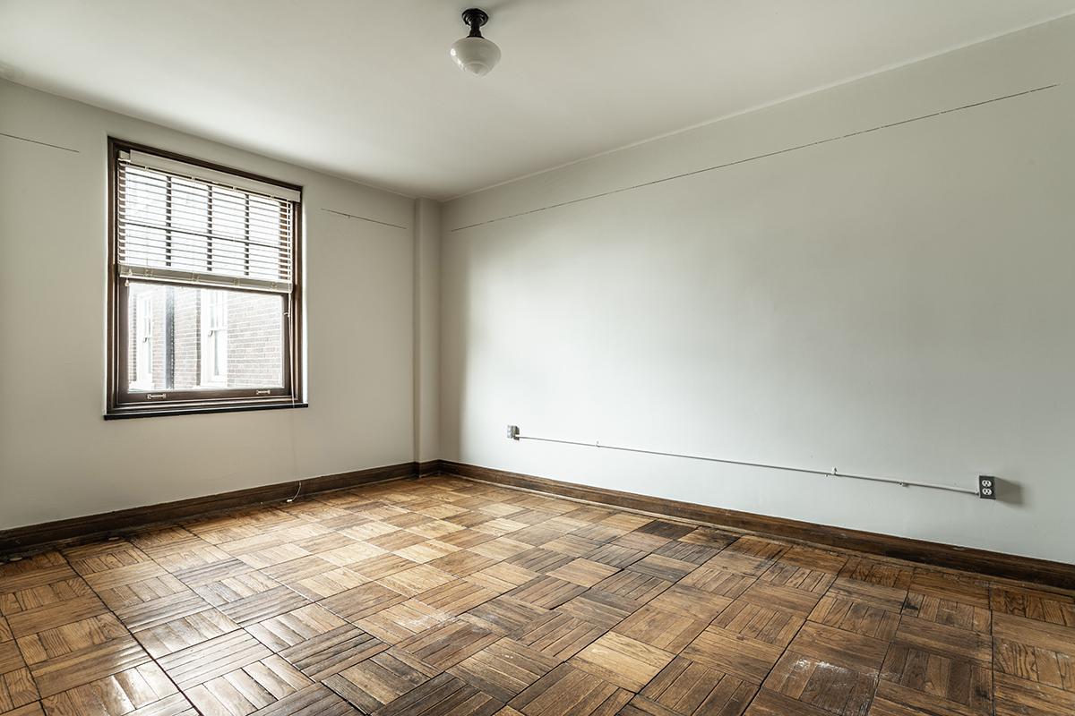 a room with a large window