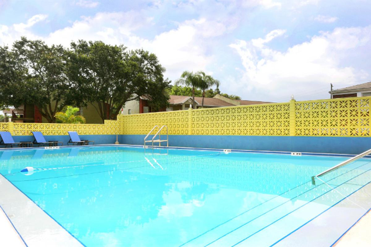 a blue pool of water