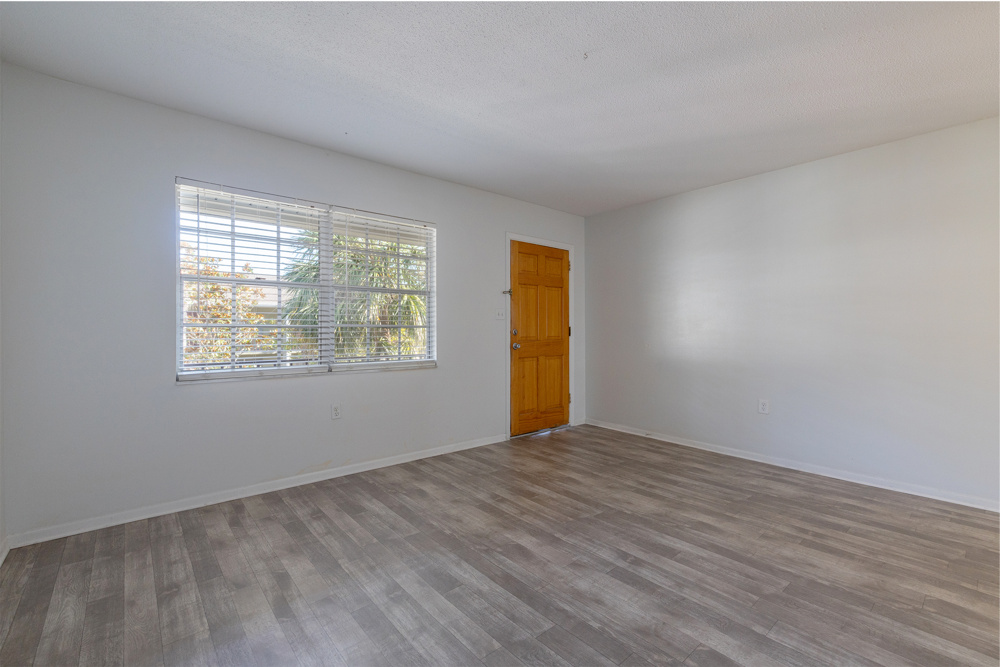 a room with a wood floor