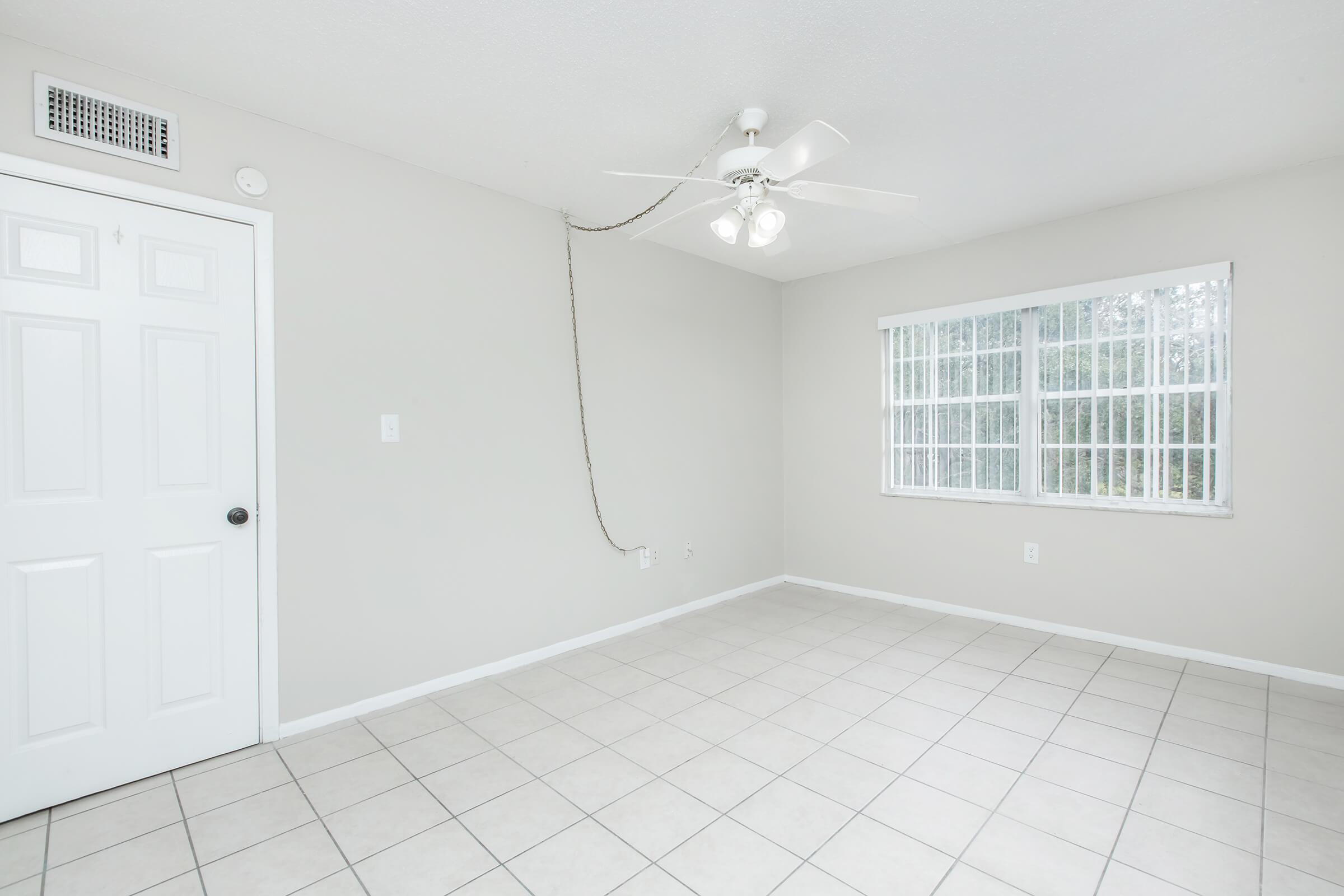 a room with a tiled floor