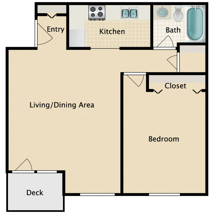 Floor plan image of 1 Bed 1 Bath