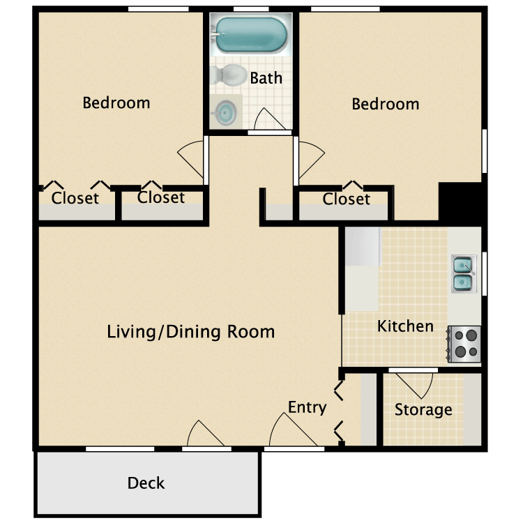 Floor plan image of 2 Bed 1 Bath