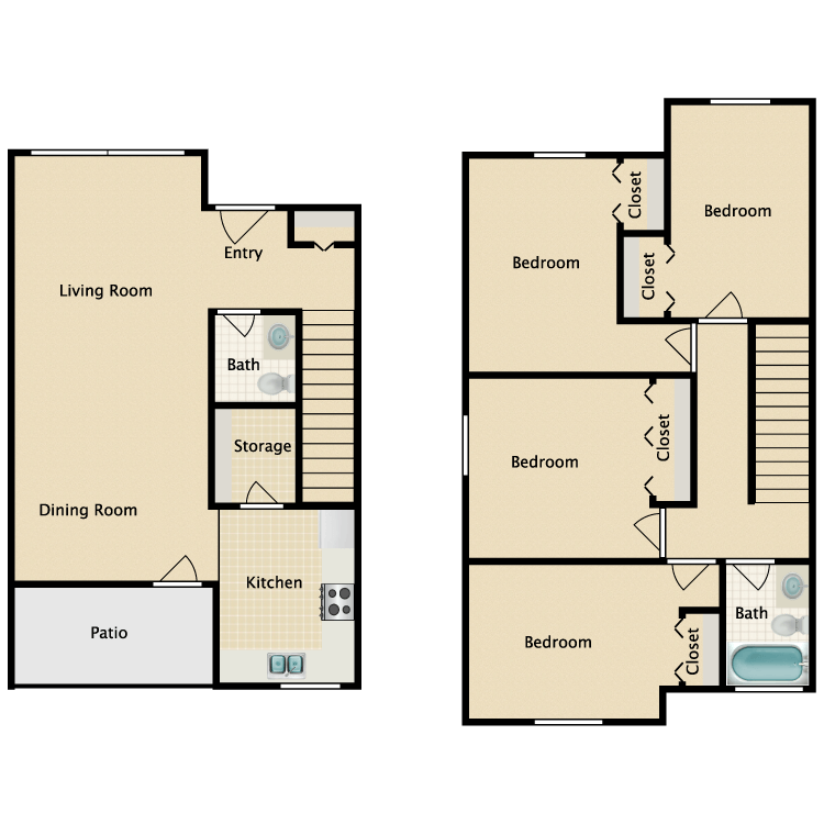 Floor plan image of 4 Bed 1.5 Bath