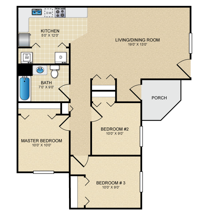 Floor plan image of 3 Bed 1 Bath