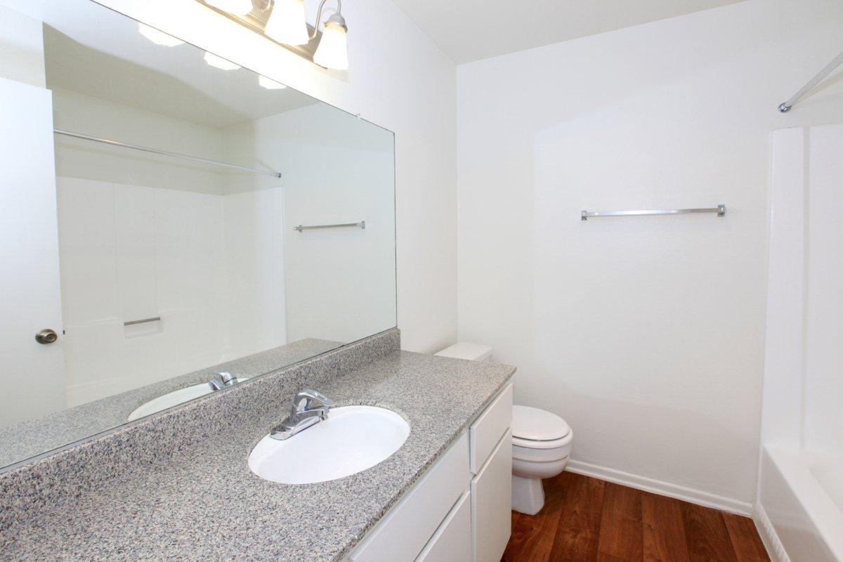 Bathroom with wooden floors