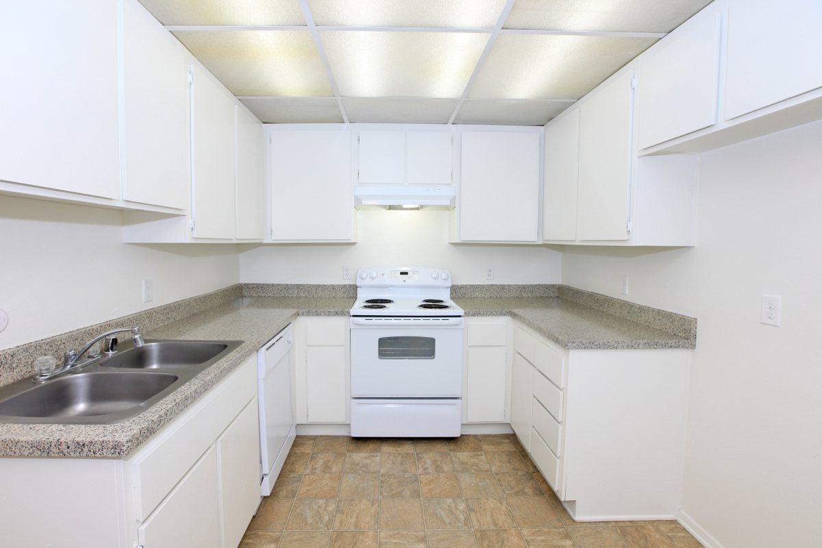 Kitchen with white appliances