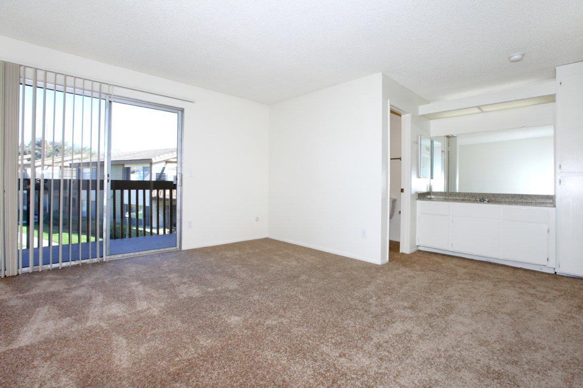 Bedroom with sliding glass doors