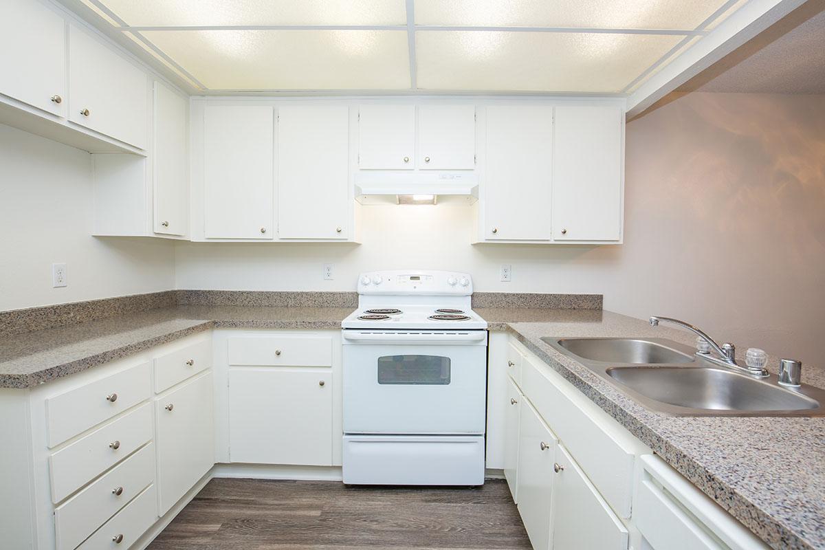 Kitchen with white cabinets