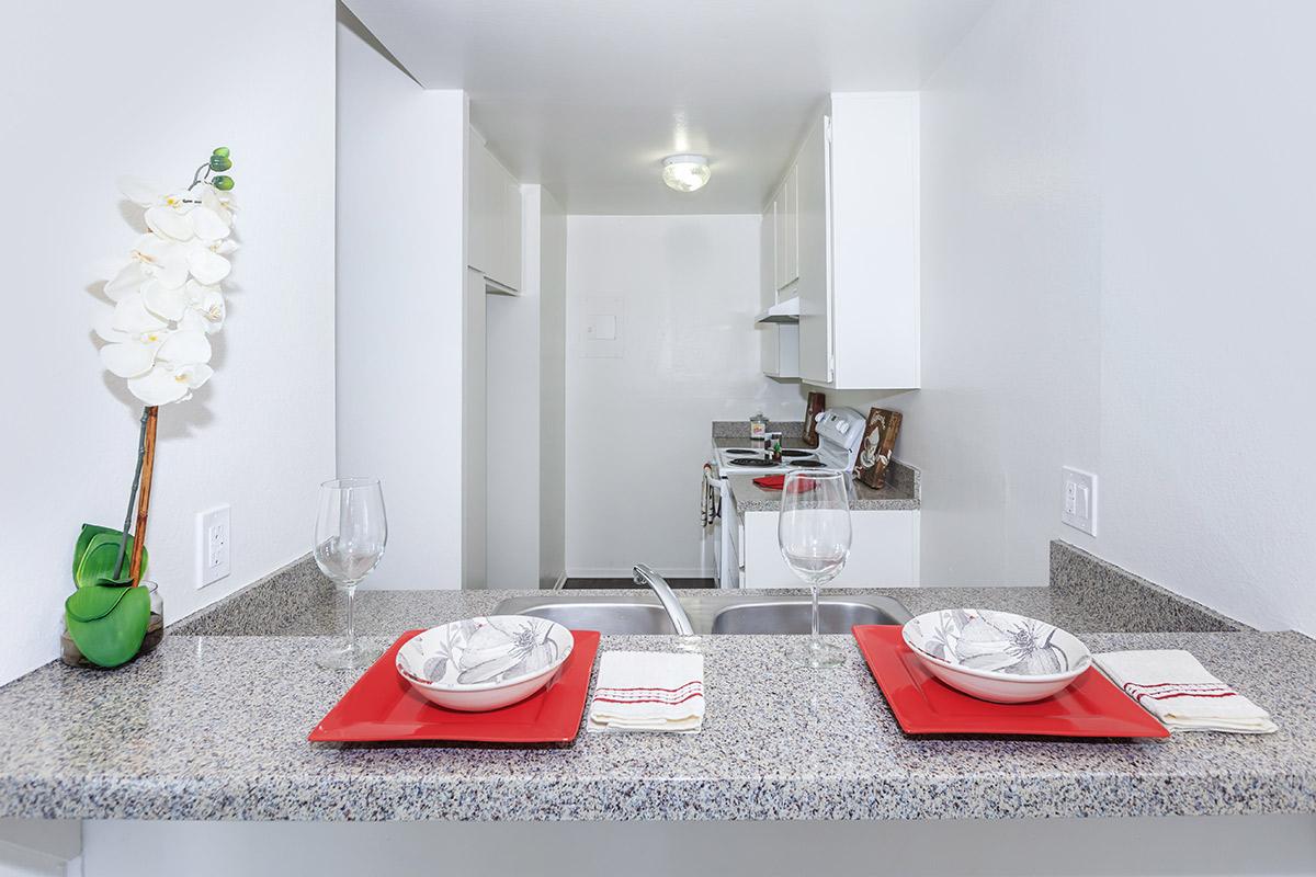 Kitchen with two bowls on the counter