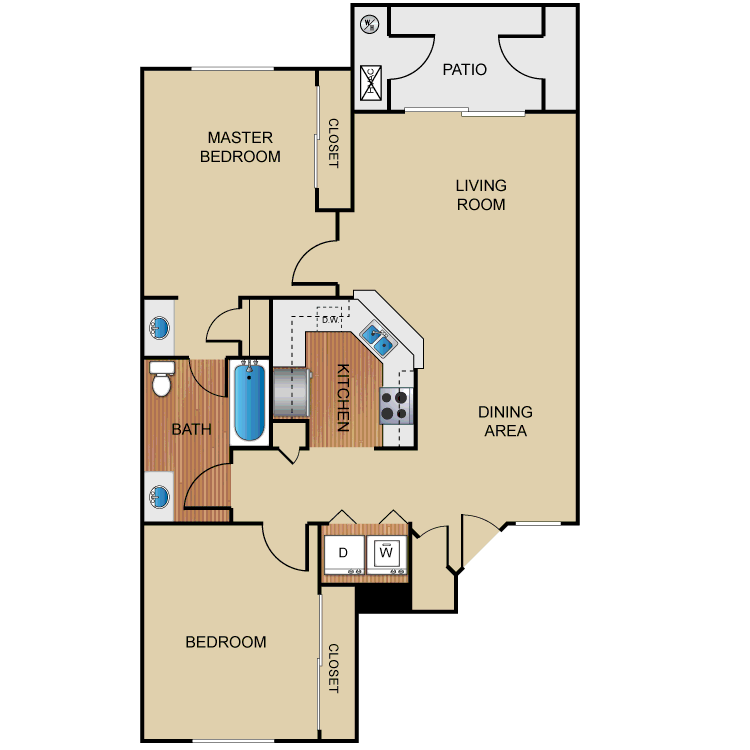 Floor plan image of 2 Bed 1 Bath