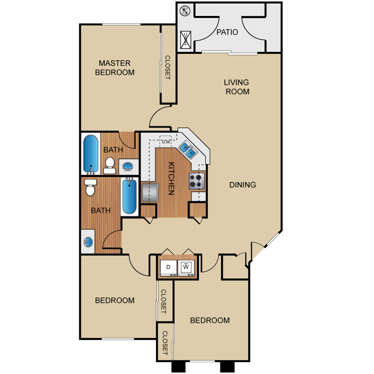 Floor plan image of 3 Bed 2 Bath