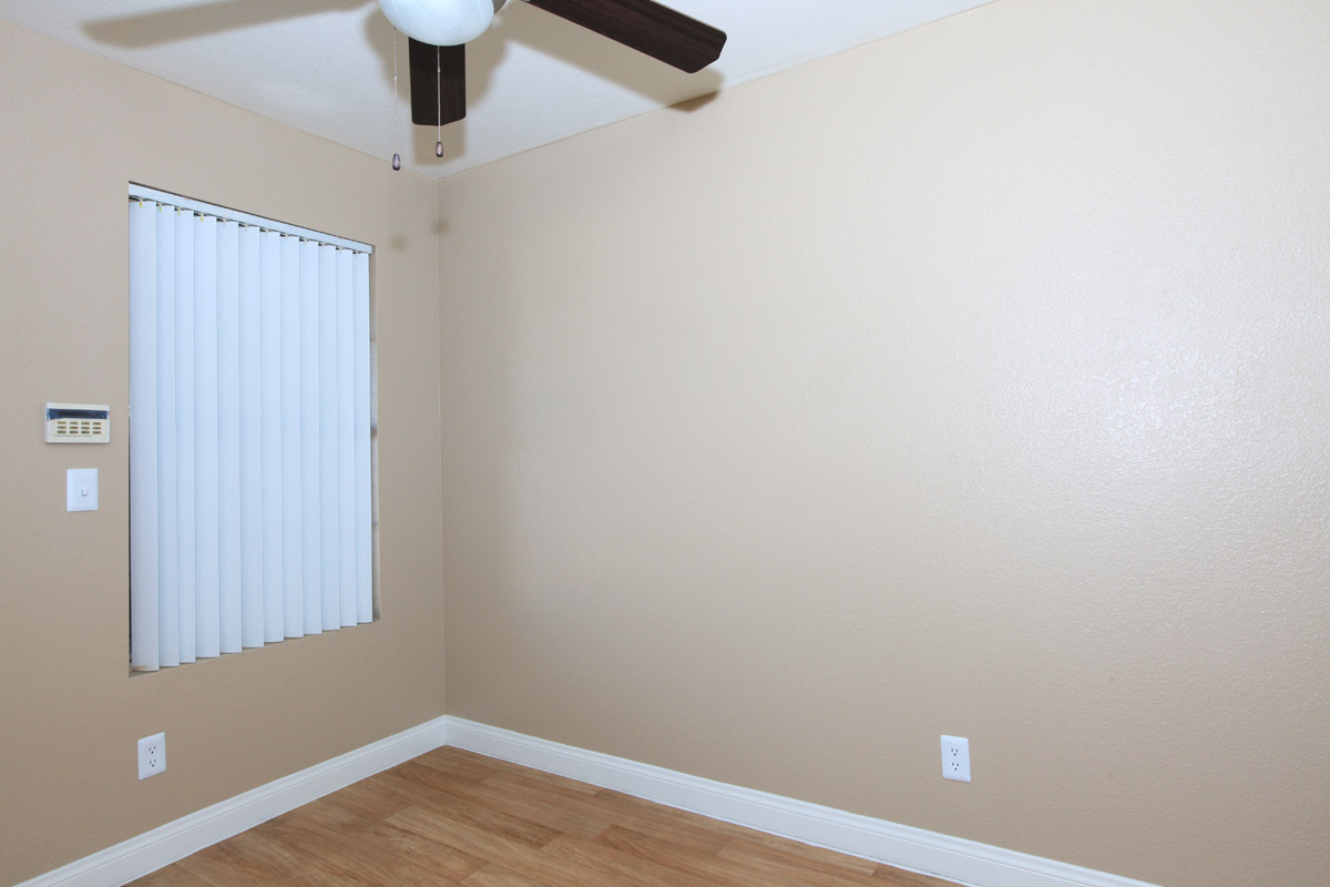 a room with white walls