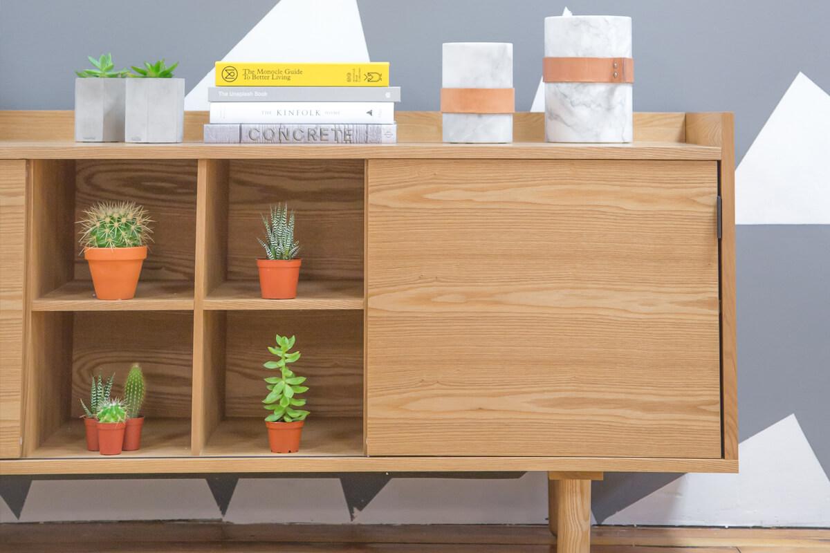 a large wooden shelf