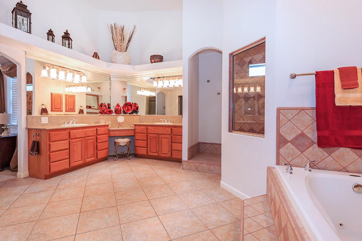 a kitchen with a table in a room