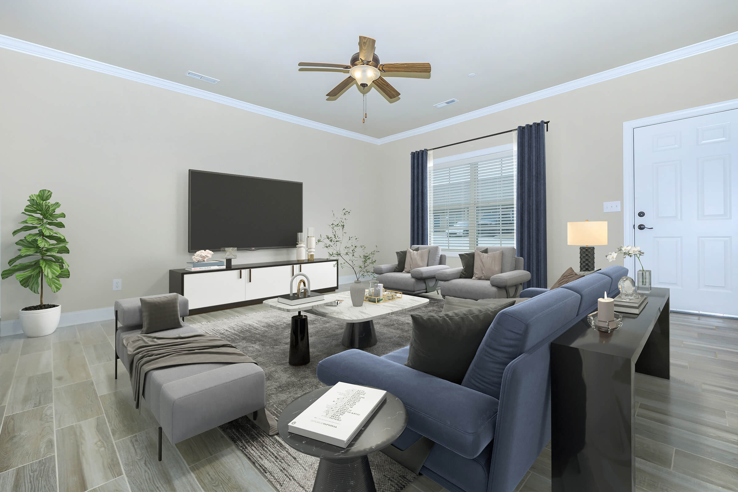 Spacious living room at Villas at Kelly Springs in Huntsville, Alabama