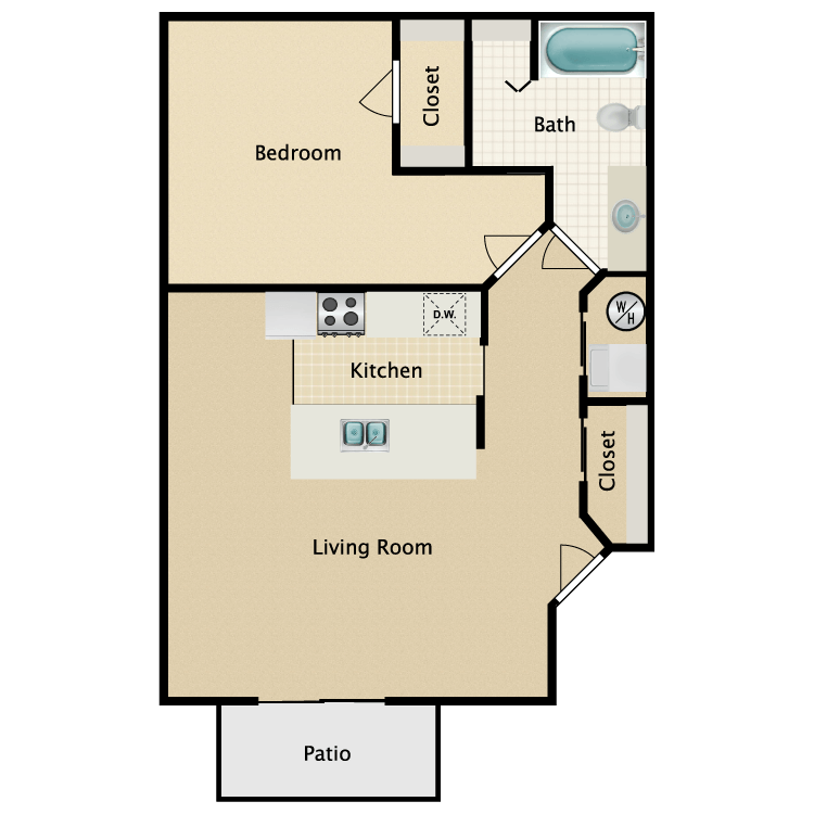 Floor plan image of 1 Bed 1 Bath