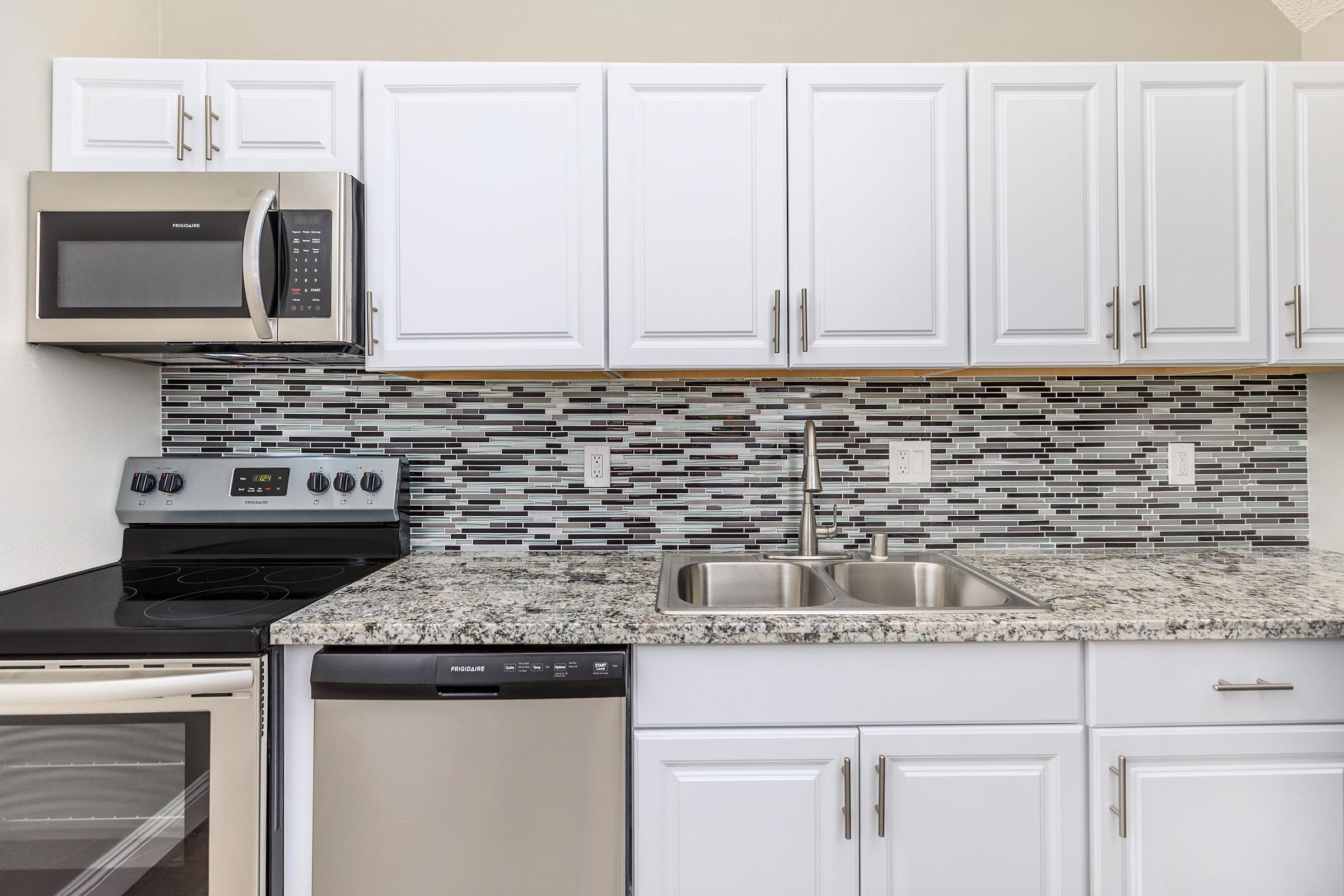 Kitchen with white cabinets