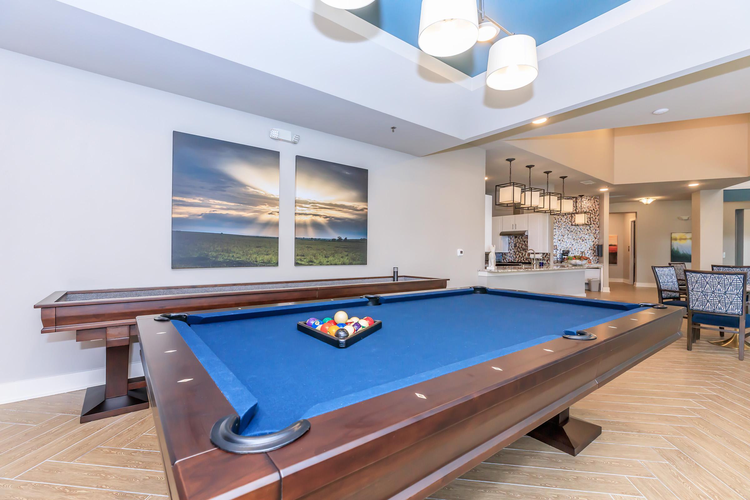 a room with a pool table