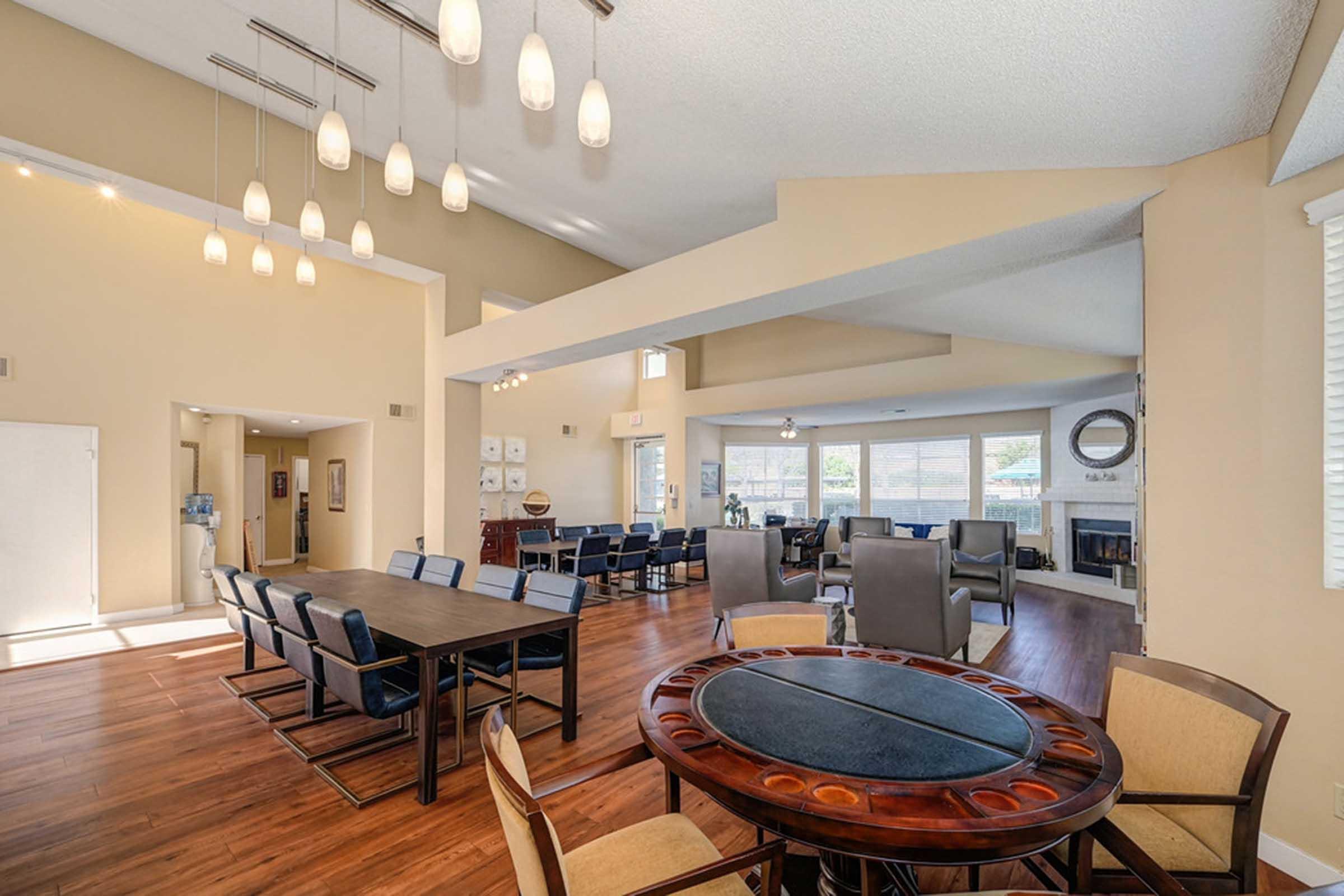 a poker table in a room