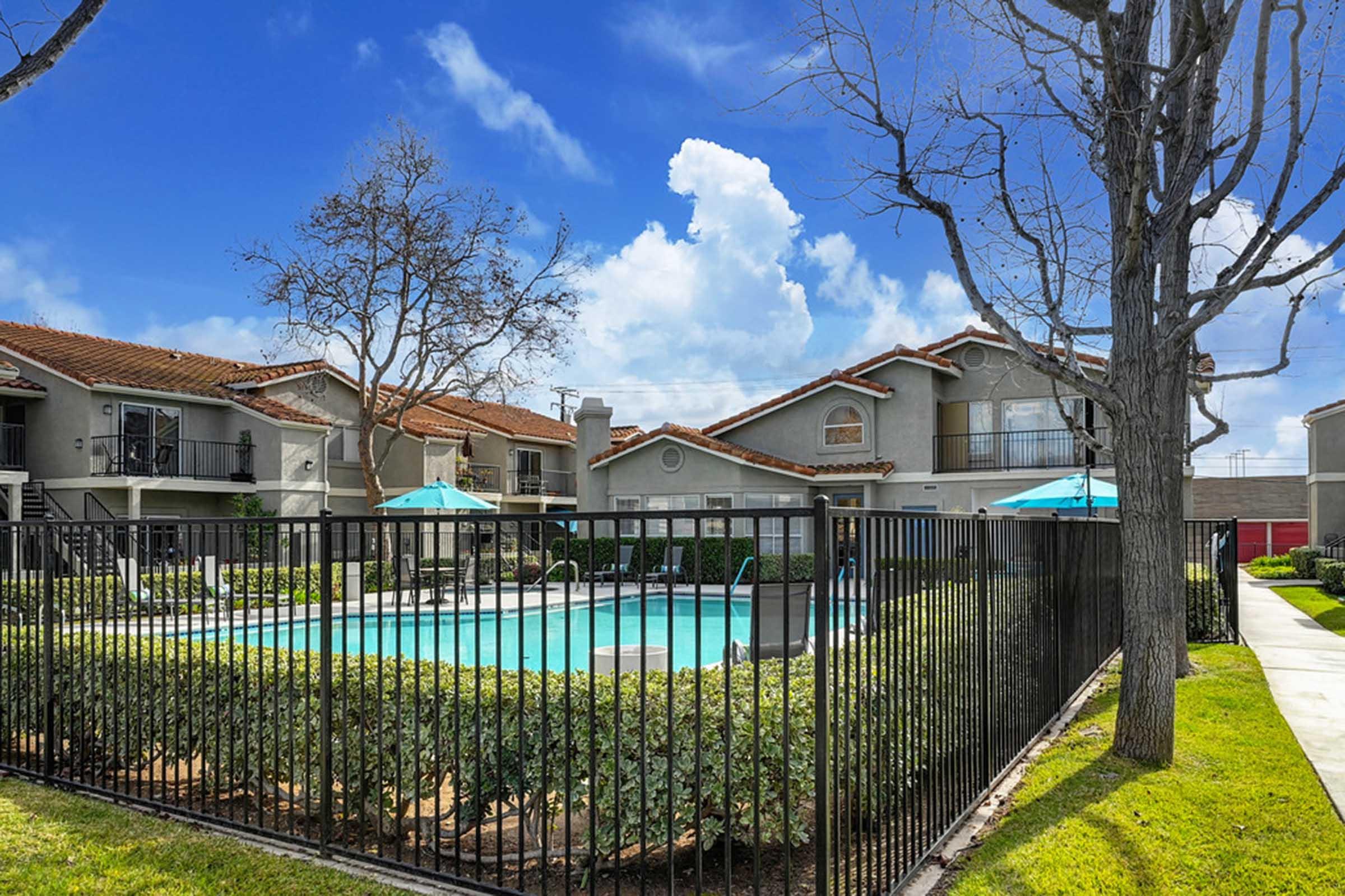 a fenced in pool