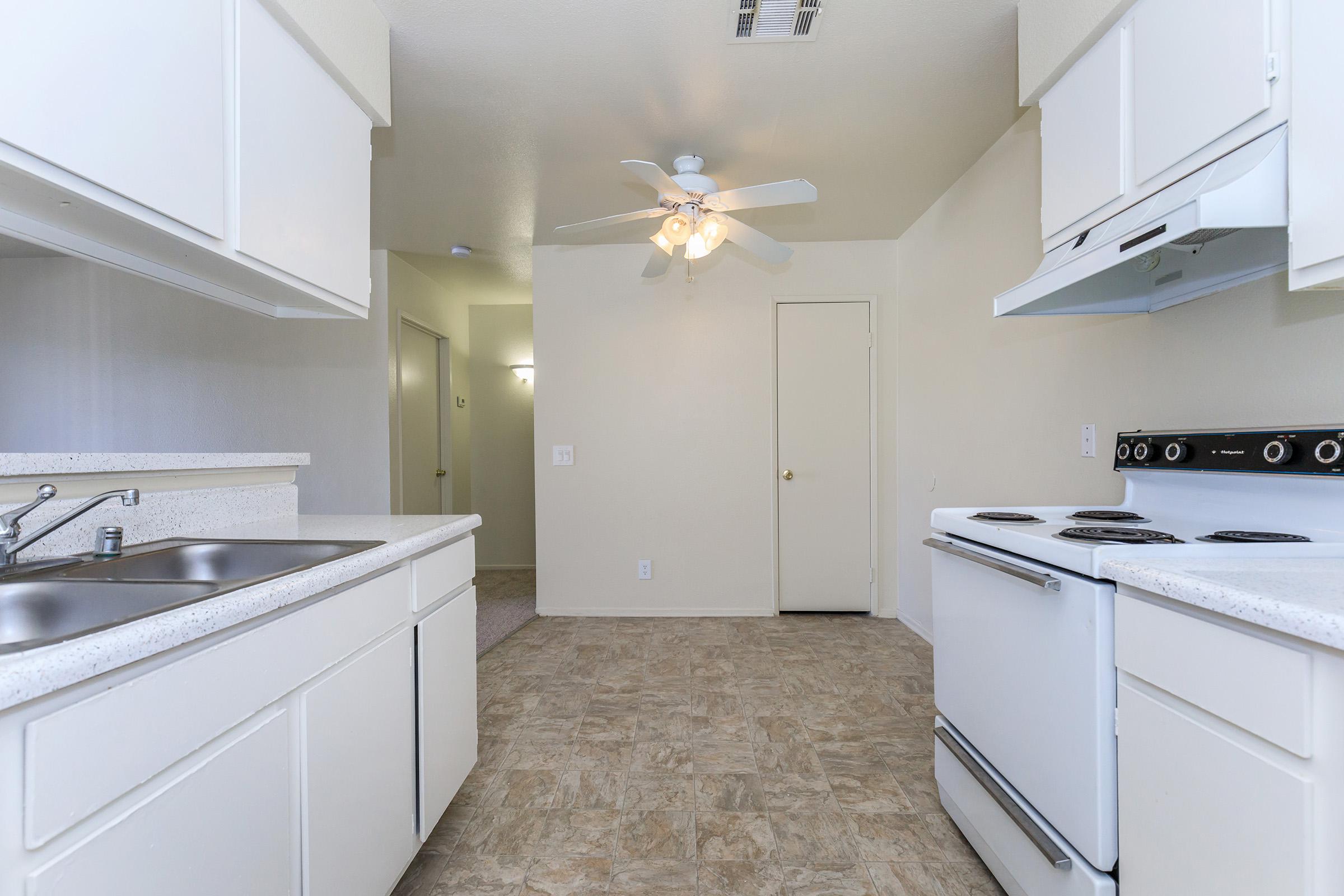 Kitchen with white cabinets