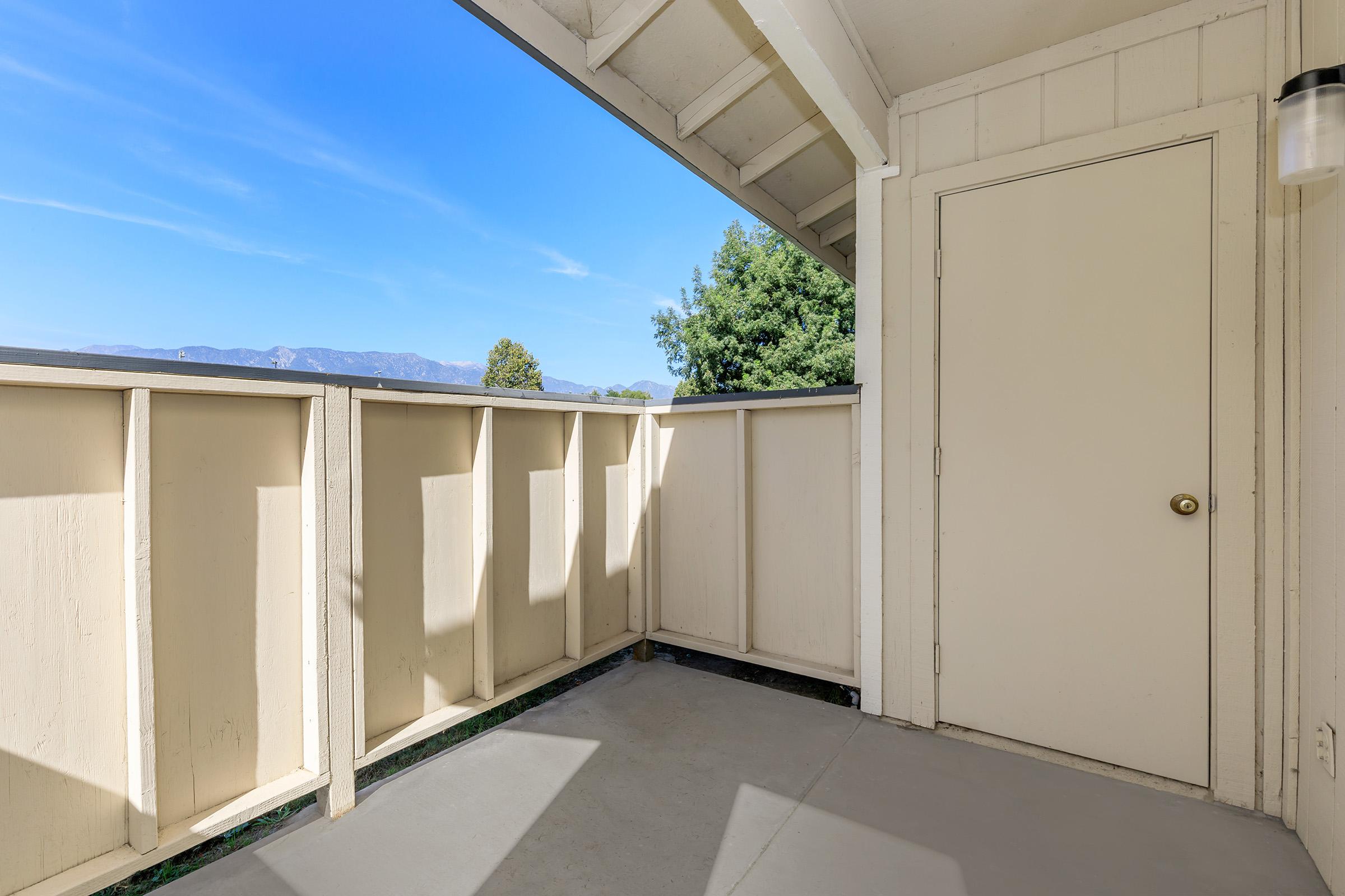 Balcony with a closed door